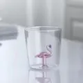 Süßes hitzebeständiges Glas mit 3D-Flamingo für Milch, elegantes Alltagsgeschirr. - Flamingo