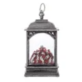 Retro LED fireplace lantern with realistic simulated flame for home tabletop decor - Silver