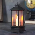 Διακοσμητικό μαύρο φανάρι LED vintage με ζεστό φως κεριού για εορταστική διακόσμηση - Φανάρι / Μαύρο