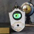 Campanello elettrico di Halloween con occhio verde luminoso ed effetti sonori spaventosi - Campanello Bianco