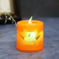 Orange decorative Halloween LED pumpkin candle light with glowing face decoration - Small orange pumpkin