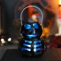 Φανάρι σκελετού Halloween με μπλε φως LED για τρομακτική διακόσμηση ατμόσφαιρας - Μαύρη Λάμπα Σκελετού