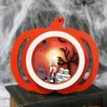 Orange pumpkin LED lantern with spooky skeleton graveyard scene for Halloween decor - Skeleton Pumpkin Light