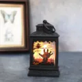 Halloween LED lantern with spooky hand and owl silhouette decoration for desktop - Vintage Ghost Hand