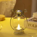 Lanterna a petrolio a LED argento vintage candela elettronica con luce a fiamma tremolante - Argento