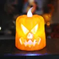 Διακοσμητικό ηλεκτρονικό κερί κολοκύθας Halloween με λαμπερό τρομακτικό πρόσωπο - Κερί Κολοκύθας Πρόσωπο Φαντάσματος
