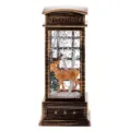 Bronze Telephone Booth Snow Globe Christmas Decoration LED Light Snow Lamp Gift Toy - Deer Style (With Water) / Brushed Antique Gold