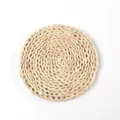Round straw woven placemat for kitchen dining table heat insulation bowl and plate pad decor. - Corn Husk Heat Insulation Mat 25cm