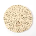 Runde geflochtene Stroh Tischset, hitzebeständige Topf- und Tassenmatte für die Küche. - Maisschalen-Untersetzer 30 cm