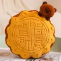 Cute mooncake bear plush pillow, soft stuffed animal cushion for home decor and gifts. - Capybara Style