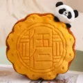 Cute mooncake plush pillow with small panda toy, soft stuffed cushion for home decoration. - Panda Style