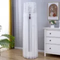 Cylindrical vertical air conditioner dust cover with elegant lace embroidery, breathable fabric home decor. - Golden Years - White Gauze