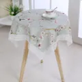Floral print round fabric tablecloth with elegant lace trim for dining table decoration. - 55*55CM / Plum Fragrance