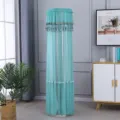 Elegante copertina antipolvere verticale per condizionatore in pizzo turchese con frange. - Universale per Altezza Condizionatore 170 / Filo semplice verde