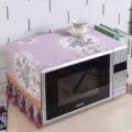 Floral fabric microwave oven cover with elegant tassels, pastoral style dustproof protector. - 35*95cm / Elegant Peony (Pink)
