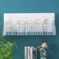 Elegant lace embroidered wall-mounted air conditioner dust cover with breathable sheer fringe. - 1-1.5 HP (86cm Length) / Lotus Coffee