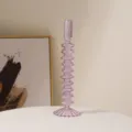 Lila gerippte Glas Kerzenhalter Vase, minimalistische Tischdeko für das Wohnzimmer. - Mehrring Vollstreifen / Lila
