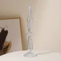 Hellblaue gerippte Glas Kerzenhalter Vase, einzigartiges dekoratives Kunststueck fuer Zuhause. - Einring Vollstreifen / Blau
