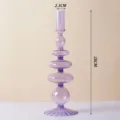 Kreativer minimalistischer lilafarbener Glas Kerzenhalter Vase Kunst Ornament 28cm. - Kerzenhalter mit Gestreiftem Sockel / Lila