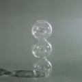 Transparente Glas-Blasen-Vase Variante, drei Kugeln gestapeltes Design fuer Tischdekoration. - Drei-Ball Transparent