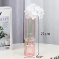 Pink ribbed glass vase decorative candlestick for home living room table centerpiece - Vertical Ribbed Pink
