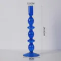 Bougeoir en verre bleu moderne et artistique support de bougie pour deco de table - Chandelier à double anneau bleu roi