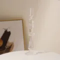 Transparent ribbed glass candlestick holder minimalist art vase for home decor table centerpiece. - Single-Ring Full Stripe / Clear