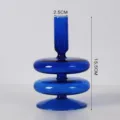 Moderne vase bougeoir en verre bleu ornement de table décoratif minimaliste 15,5cm - Bougeoir double forme bleu roi