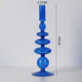 Bougeoir vase en verre bleu, design à bulles empilées créatives, décoration de table moderne. - Chandelier à base rayée bleu roi