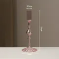 Pink glass candlestick vase minimalist art home decor tabletop ornament 21cm height - Pink