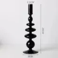 Minimalistischer schwarzer Glas Kerzenhalter moderne Deko Tisch Ornament 28cm - Kerzenhalter mit Gestreiftem Sockel / Schwarz