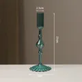 Green glass candlestick holder minimalist vase home decor table ornament 21cm height variant - Lake Green