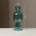 Kreative minimalistische grüne Glas Kerzenhalter Vase, moderne geometrische Kunst für Tisch. - Seegrün