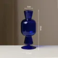 Creative minimalist blue glass vase candlestick art ornament for home decor dining table. - Sapphire Blue