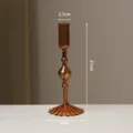 Amber glass candlestick holder minimalist art table centerpiece home decor with 21cm height - Brown