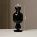 Modern black glass vase minimalist candlestick holder decorative art ornament for living room decor - Black