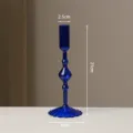 Blue glass candle holder modern minimalist art table decor centerpiece for home interior - Sapphire Blue