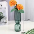 Creative green glass bubble vase for home decor, modern aesthetic plant container table ornament. - Vertical Stripe Blue