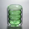 Double wall glass cup with unique green spiral inner design for coffee, milk and juice drinks. - 301-400ml / Grass Green Double-Layered