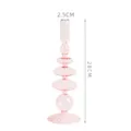 Rosa Glas Kerzenhalter kreative Kunst geometrische gestapelte Kerzenständer Dekoration 28cm - Kerzenhalter mit Gestreiftem Sockel / Rosa