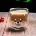 Süße doppelseitige Glas Tasse mit Hunde Design, hitzebeständig, ideal für Kaffee und Tee. - Shiba-Inu-Tassen
