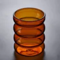 Amber wavy glass cup, cute caterpillar design coffee and milk drinking glassware variant. - 301-400ml / Amber