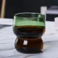 Tasse en verre bicolore créative, tasse à thé, lait, café verte et ambrée pour usage - Vert