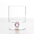 Französischer Vintage transparenter Glasbecher mit dekorativer rosa Kugel am Stiel. - 300ML-400ML / Rosa