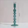 Kreativer minimalistischer grüner Glas-Kerzenhalter, elegantes Blasendesign, ideale Heimdekoration. - Doppelring-Kerzenhalter / Seegrün