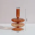 Bernsteinfarbener Glas Kerzenhalter und minimalistische Deko Vase für modernen Esstisch. - Großer Doppel-Sektion Kerzenhalter / Braun