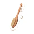 Natural boar bristle body brush with wooden handle and massage nodes for bath spa. - Dual-Use Bath Brush