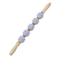Wooden handheld muscle massage roller stick with spiky rollers for back and body relaxation - Spiked Roller Massager (Blue) / Blue