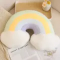 Cojín de felpa con arcoíris pastel, suave almohada de peluche para sofá y decoración del hogar. - Arcoíris Verde