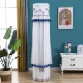 Cylindrical vertical air conditioner dust cover white lace embroidered home living room decor - Universal Air Conditioner Cover (Height 170cm) / Lotus Pond Moonlight Blue - White Gauze